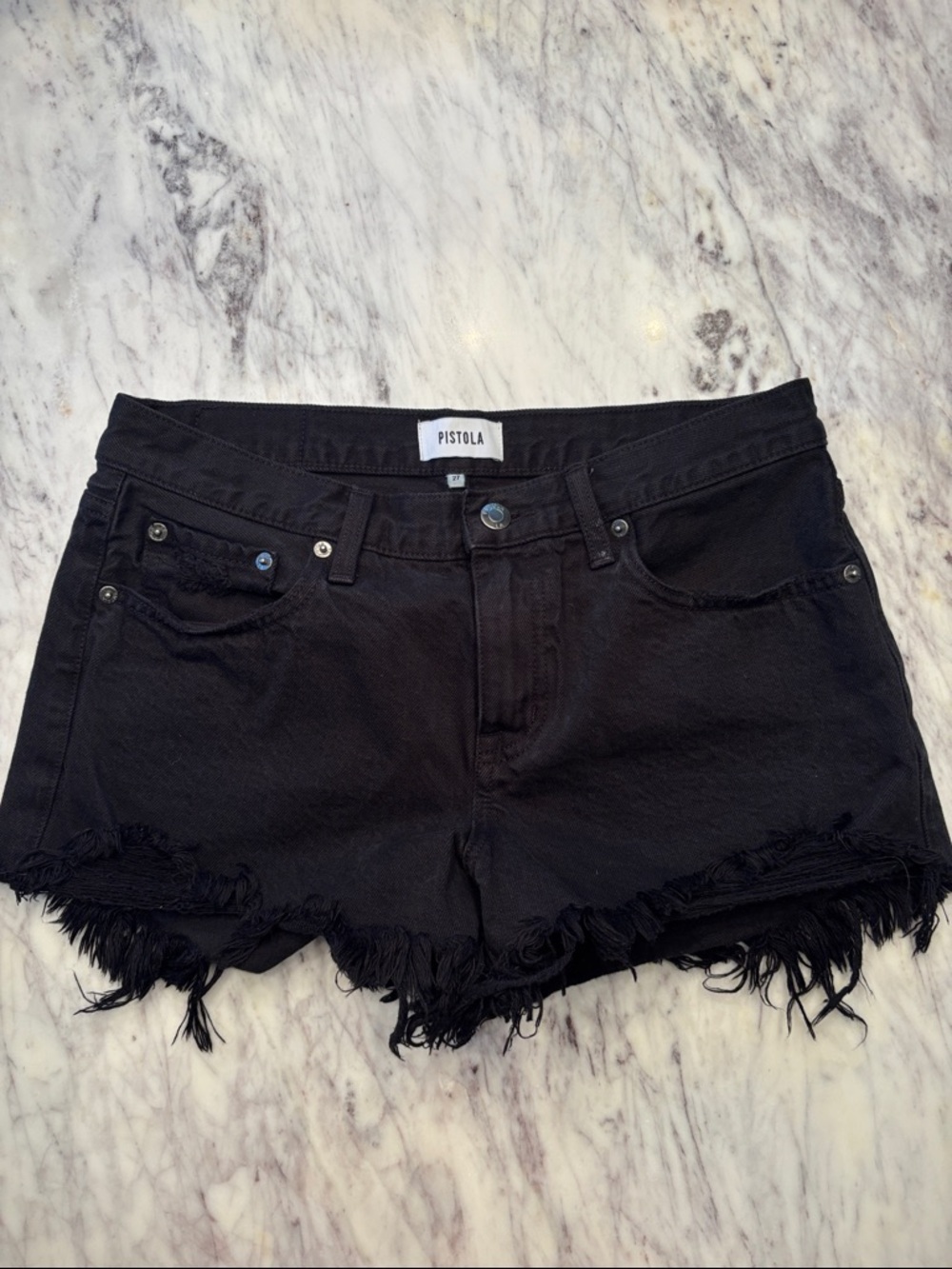 Pistola black denim cutoff shorts 27